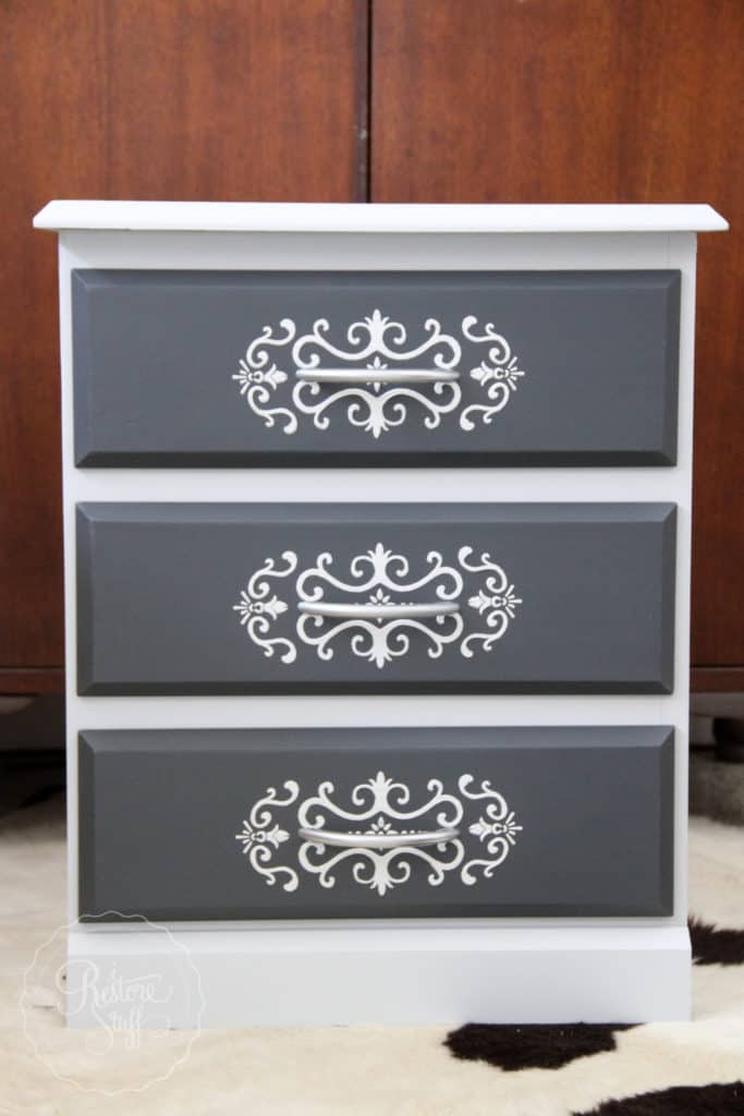 Embossed stencil on drawers