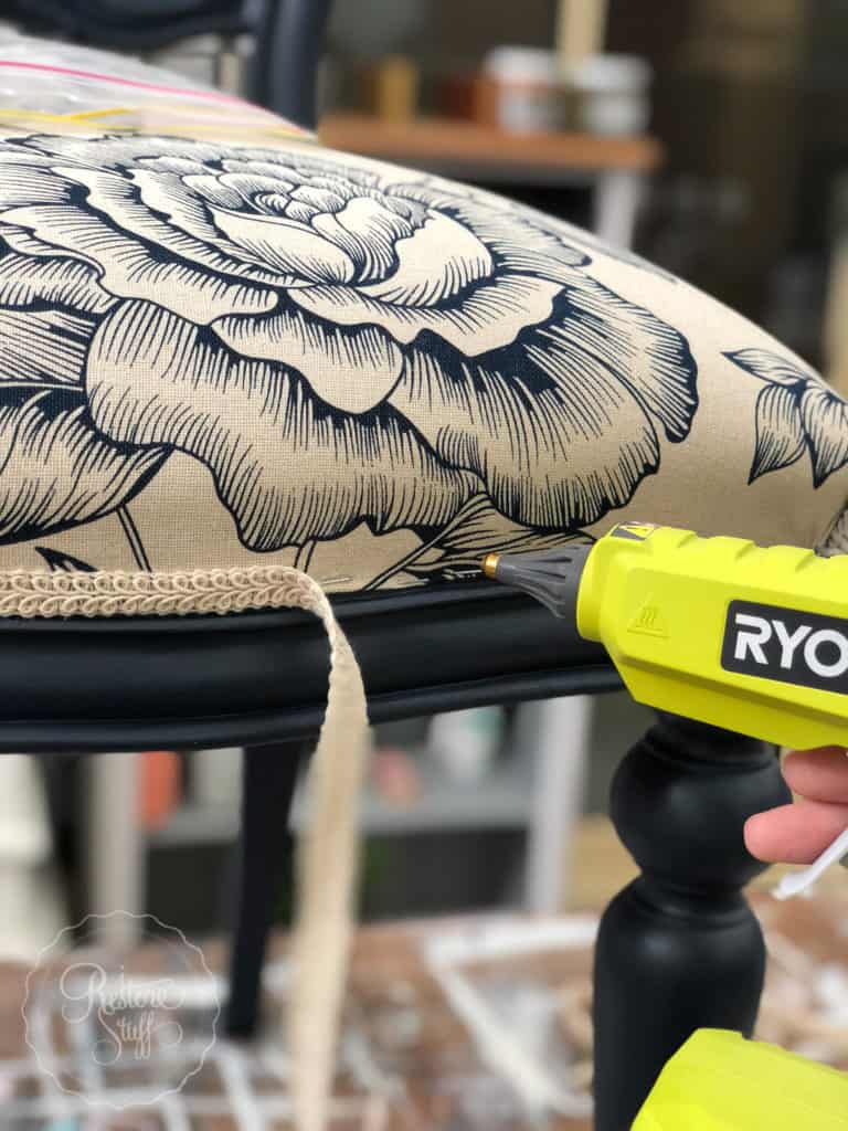 floral navy fabric upholstery