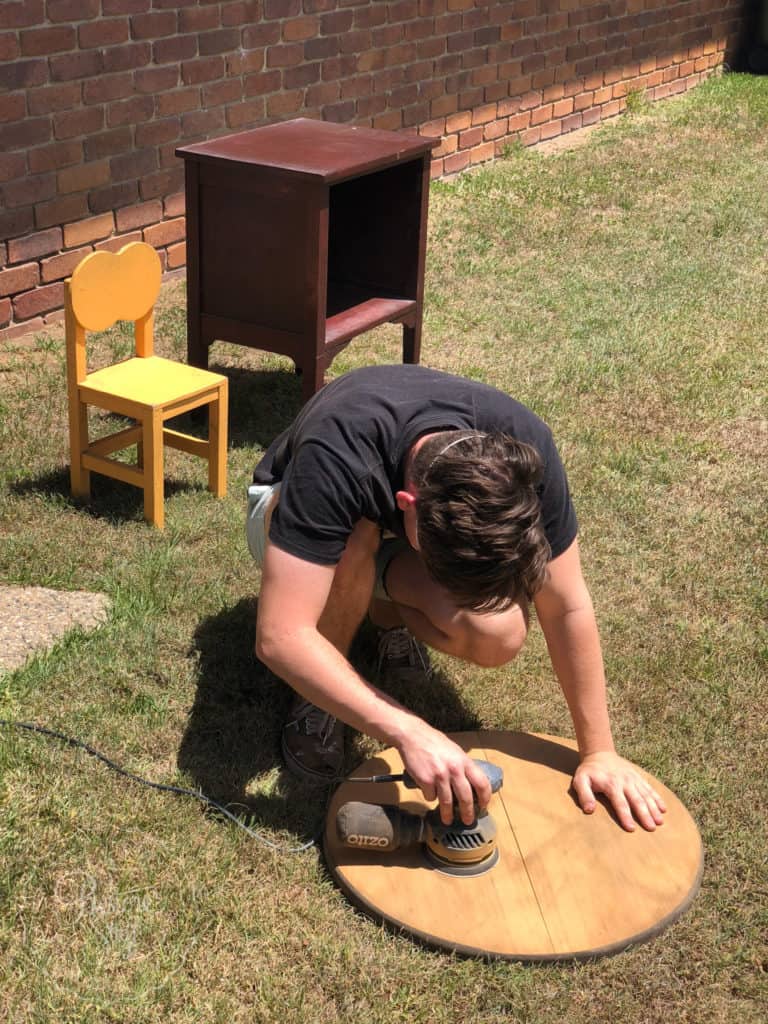 hire help - Eric helping Sand & prep furniture