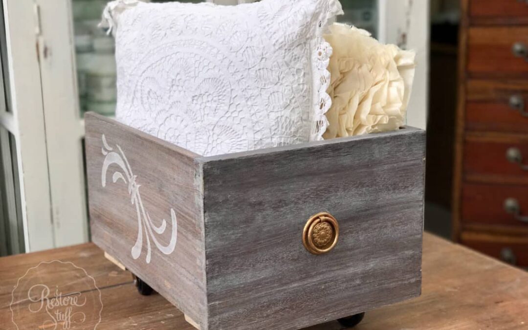 A Farmhouse Look & a New Stencil for this Repurposed Drawer