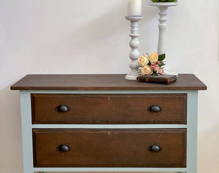 French Eggshell Silky Oak Dresser Revival